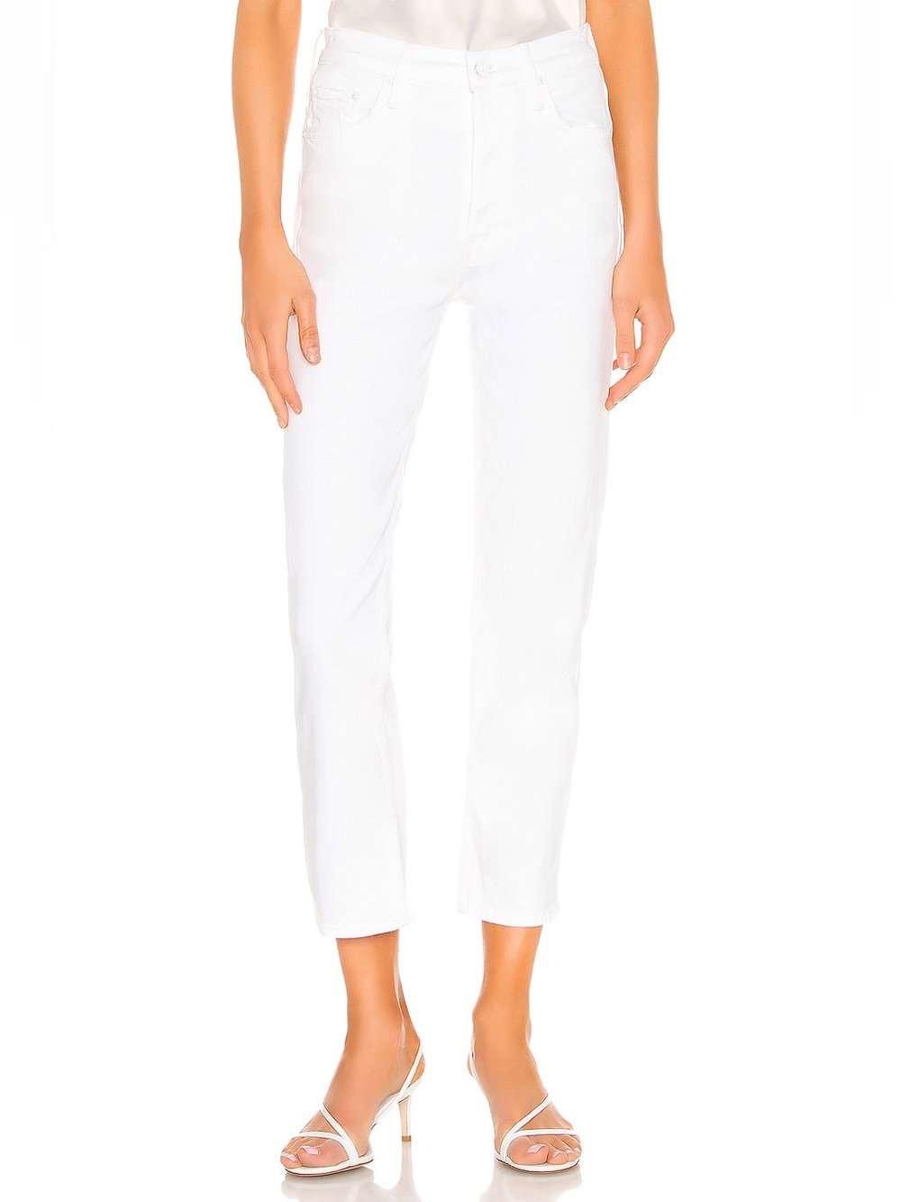 MOTHER Tomcat Straight Jeans Totally Innocent White Crop 24